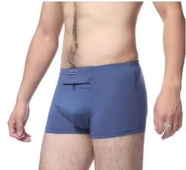 Dropshipping Men's anti-theft underwear big pockets Boxer four quarter anti-theft briefs, single zippers Panties — image 5