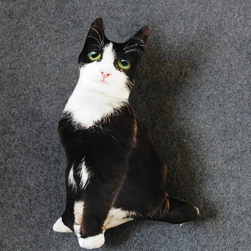 50cm Lifelike Plush Cat Pillow Stuffed 3D Print Animal Cat Throw Pillow Home Decoration Gift for Car People