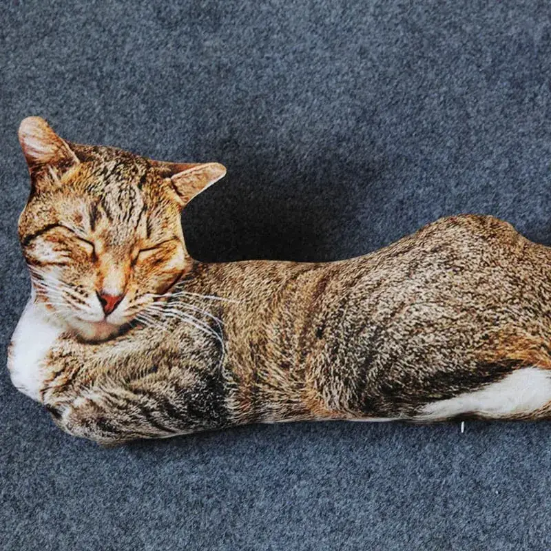 50cm Lifelike Plush Cat Pillow Stuffed 3D Print Animal Cat Throw Pillow Home Decoration Gift for Car People