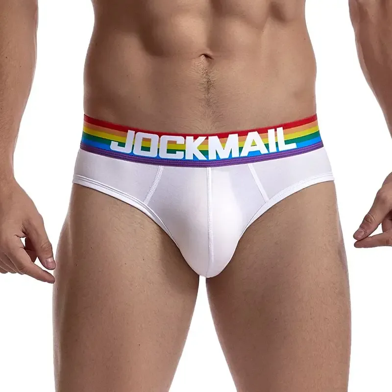Jockmail 섹시한 남성 속옷 브리프 코튼 로우 라이즈 언더 팬츠 네트 원사 레이스, 통기성 여름 반바지 calzoncillos hombre slip