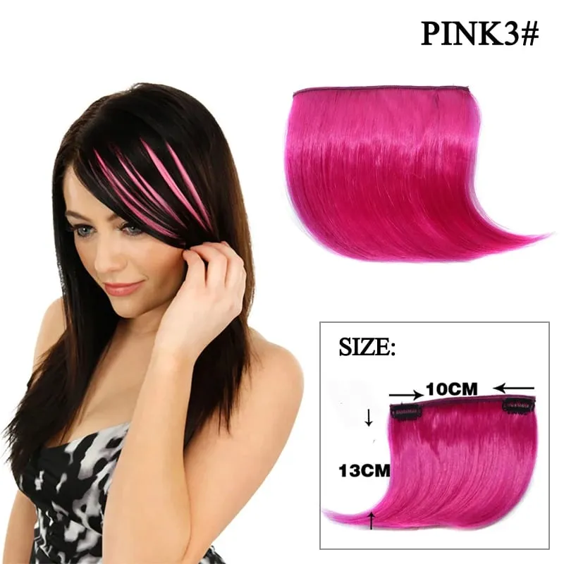 Colorful Synthetic Cosplay Hair Bangs Heat Resistant Invisible Extensions with Clips Quick Style Change Hairpieces