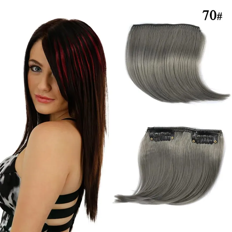 Colorful Synthetic Cosplay Hair Bangs Heat Resistant Invisible Extensions with Clips Quick Style Change Hairpieces