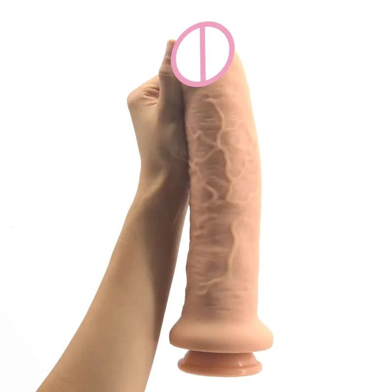 11.2" silicone giant realistic dildo huge penis anal dildo large girth female masturbator suction skin color sex products — image 2