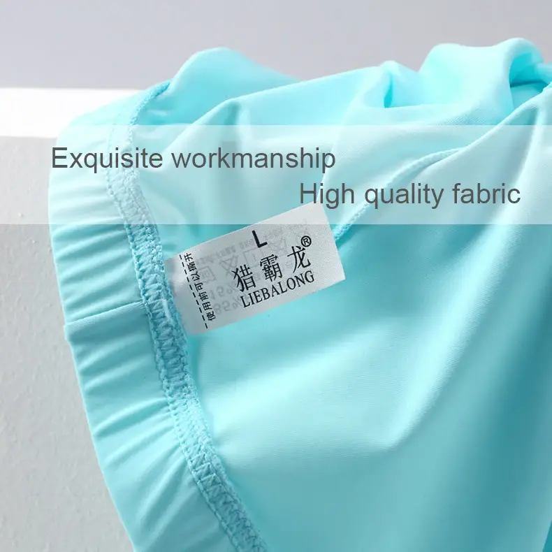 Sexy roupa interior masculina boxers de seda gelo sexi para meninos homem u convexo grande saco respirável protuberância shorts náilon verão pounch calcinha conjunto — image 4