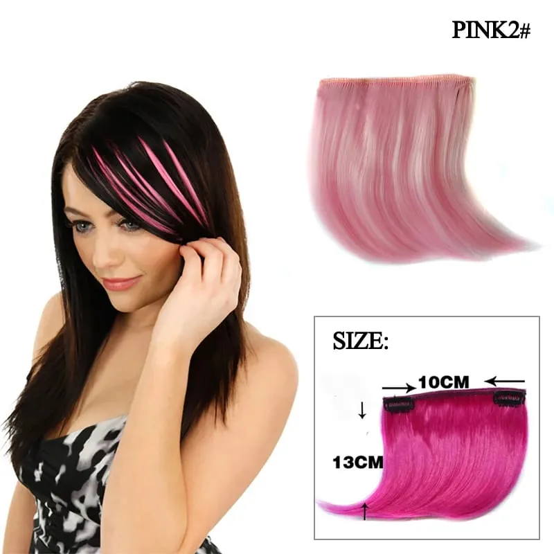 Colorful Synthetic Cosplay Hair Bangs Heat Resistant Invisible Extensions with Clips Quick Style Change Hairpieces