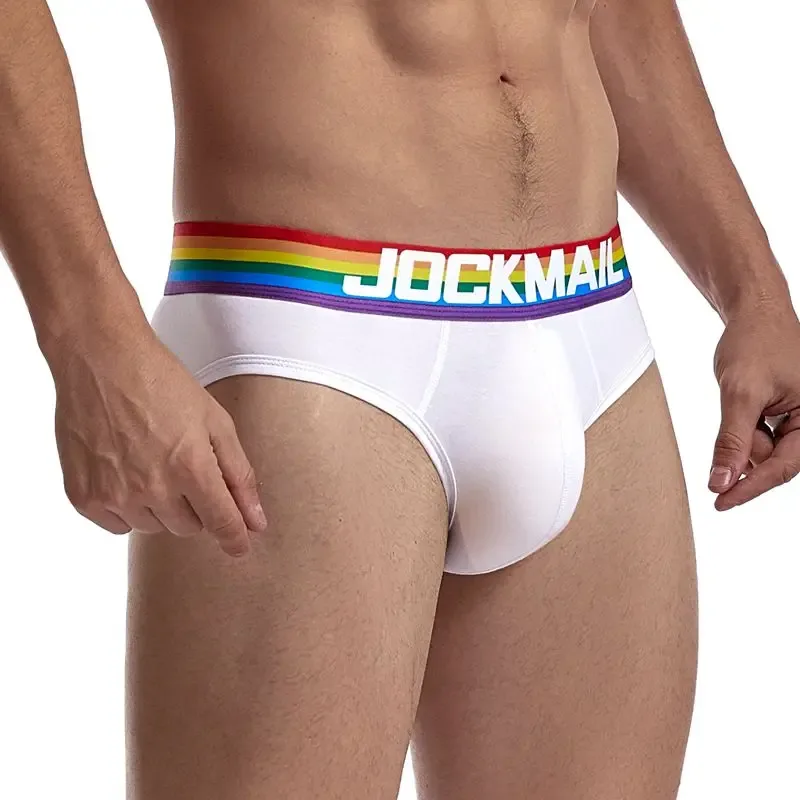 Jockmail 섹시한 남성 속옷 브리프 코튼 로우 라이즈 언더 팬츠 네트 원사 레이스, 통기성 여름 반바지 calzoncillos hombre slip
