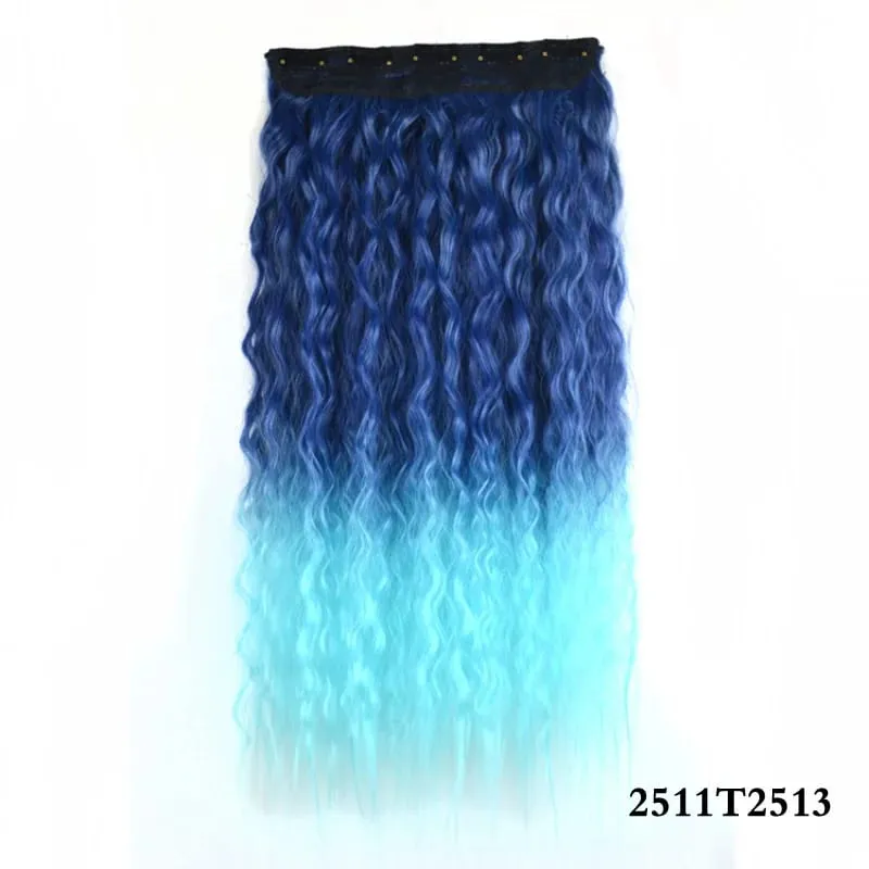 Jeedou Synthetic Clip-in One Piece Hair Extension Vibrant Gradient Kinky Curly Stylish Hairpieces for Nightclub Party Cosplay