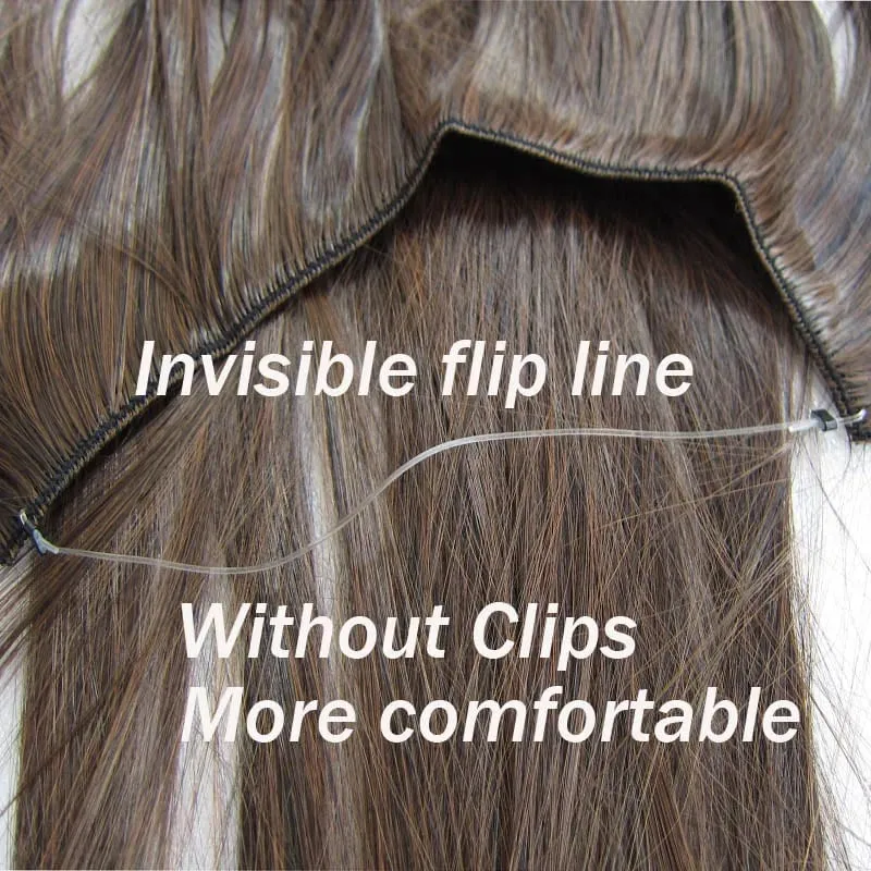 Jeedou Invisible Hair Extension Multi Color Ombre Wire One Piece Straight Wavy Synthetic Heat Resistant Hairpiece for Women