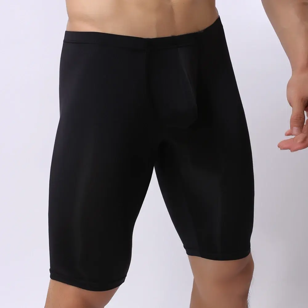 Panlalaking Ultra-manipis na Kasuotang Panloob na Transparent na Panlalaking Boxer Sculpting Half-length Solid U Convex Pouch Boxer Panlalaking Mahabang Kasuotang Panloob