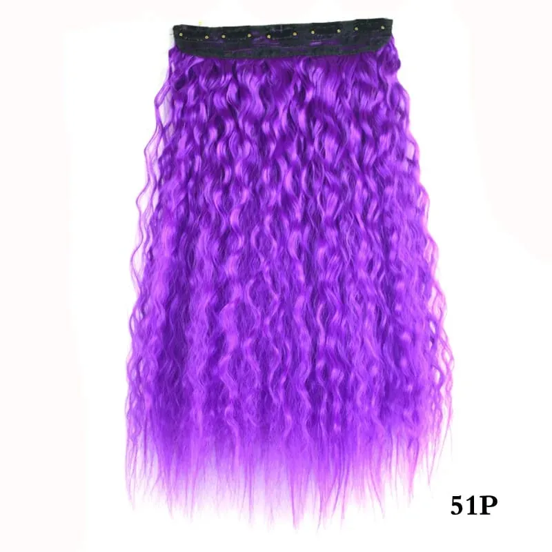 Jeedou Synthetic Clip-in One Piece Hair Extension Vibrant Gradient Kinky Curly Stylish Hairpieces for Nightclub Party Cosplay