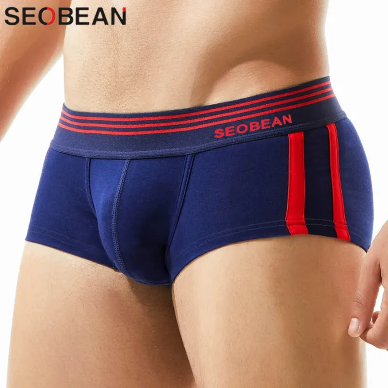 Men's Breathable Cotton Boxer Briefs U-Convex Pouch Low-Waist Comfortable Stretch Soft Underwear for Daily Casual