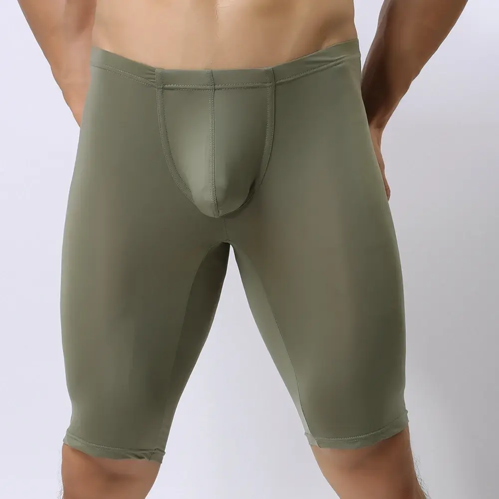 Panlalaking Ultra-manipis na Kasuotang Panloob na Transparent na Panlalaking Boxer Sculpting Half-length Solid U Convex Pouch Boxer Panlalaking Mahabang Kasuotang Panloob