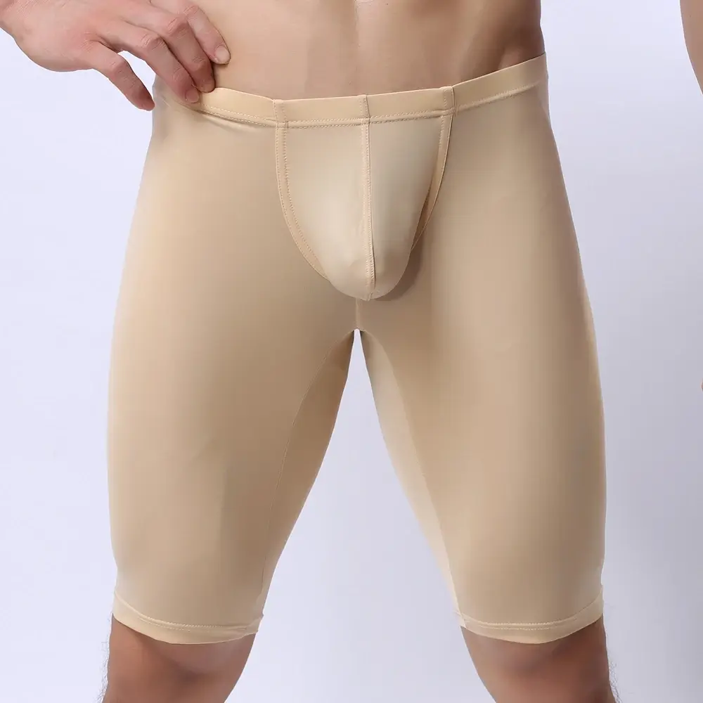 Panlalaking Ultra-manipis na Kasuotang Panloob na Transparent na Panlalaking Boxer Sculpting Half-length Solid U Convex Pouch Boxer Panlalaking Mahabang Kasuotang Panloob