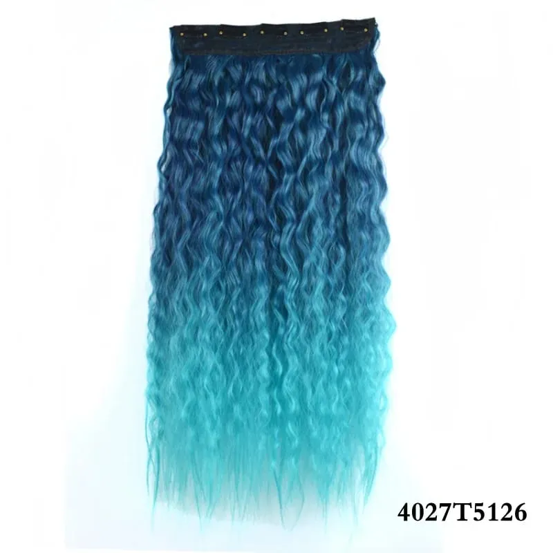 Jeedou Synthetic Clip-in One Piece Hair Extension Vibrant Gradient Kinky Curly Stylish Hairpieces for Nightclub Party Cosplay