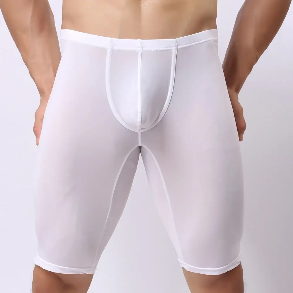 Panlalaking Ultra-manipis na Kasuotang Panloob na Transparent na Panlalaking Boxer Sculpting Half-length Solid U Convex Pouch Boxer Panlalaking Mahabang Kasuotang Panloob
