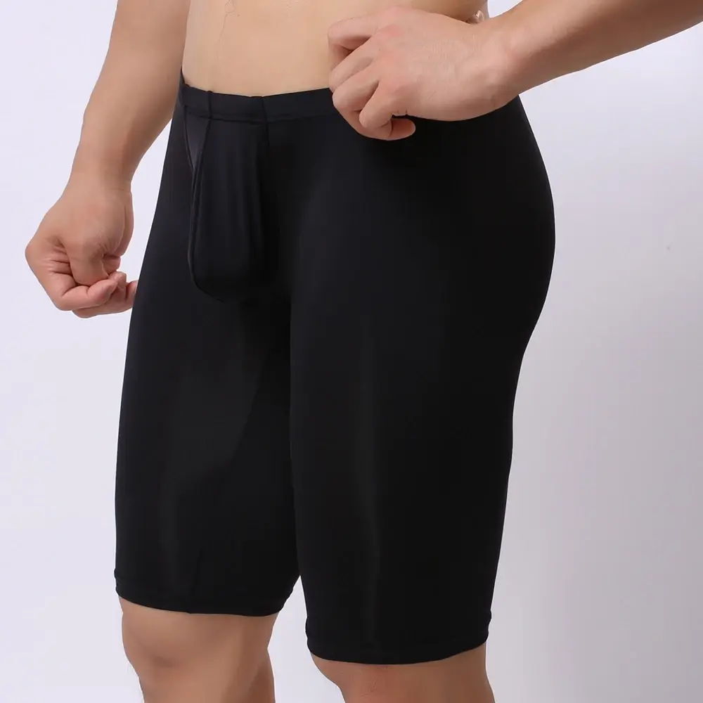 Panlalaking Ultra-manipis na Kasuotang Panloob na Transparent na Panlalaking Boxer Sculpting Half-length Solid U Convex Pouch Boxer Panlalaking Mahabang Kasuotang Panloob