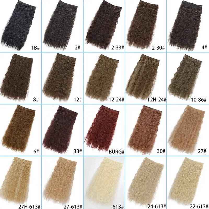 Synthetic 5 Clips Long Water Wave Clip In Hair Extensions Heat Resistant 22Inch One Piece Black Brown Hairpiece For Women — image 5
