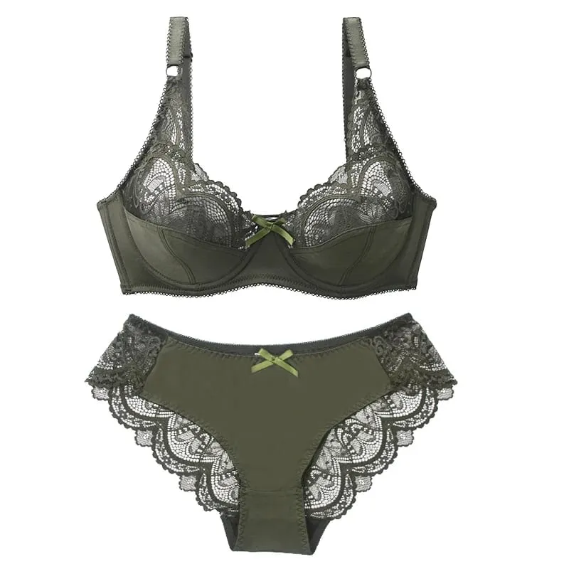 2021 New Sexy Ultra-Thin Thick Push Up Lace BCDE Cup Bra Sets For Women Underwear Plus Size Female Lingerie