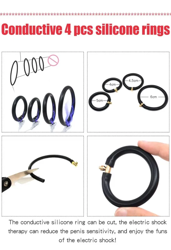 Male Electro Shock Penis Ring Electric Stimulation Massage Cock Ring Delay Time Ring Medical Themed Toys Sex Product Accessories