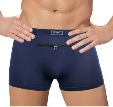 Dropshipping Men's anti-theft underwear big pockets Boxer four quarter anti-theft briefs, single zippers Panties — image 2
