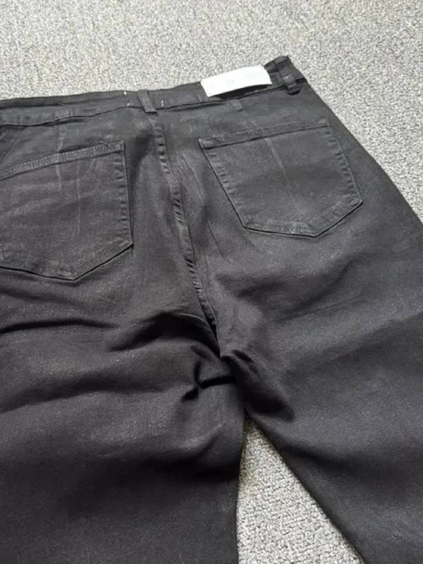 Retro Dark American High Street Handmade Brush Wax Coating Washed Floor Micro Flared Jeans Men Trendy mid Waist Loose Fit Jeans