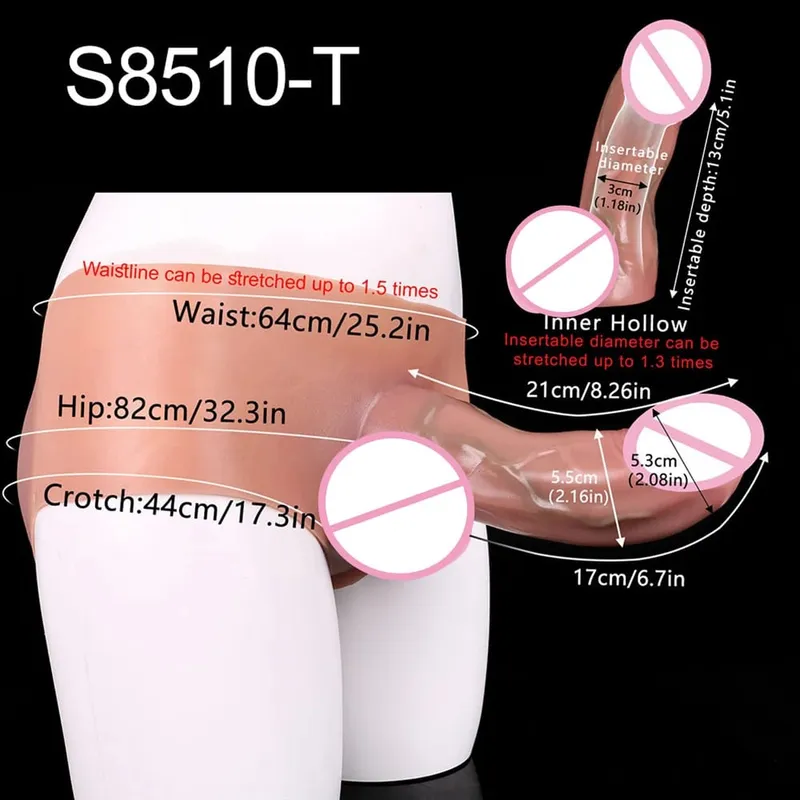 Strap-On Lifelike κάλυμμα πέους насадка на член Large Hollow DildoPants Intimate ενήλικα σεξ παιχνίδι για σεξ ζευγάρια