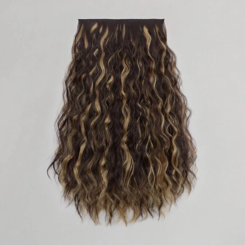 18Inch Synthetic One Piece 6 Clips Short Wavy Curly Clip-In Hair Extension Invisible Fulffy Black Brown Hairpiece for Women — image 9