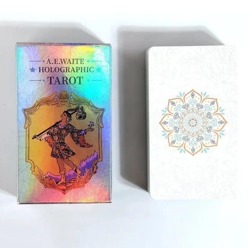 Colorful Holographic Waite Tarot Standard 78 Card Configuration Mirror Light and Shadow Card Face Immersive Divination