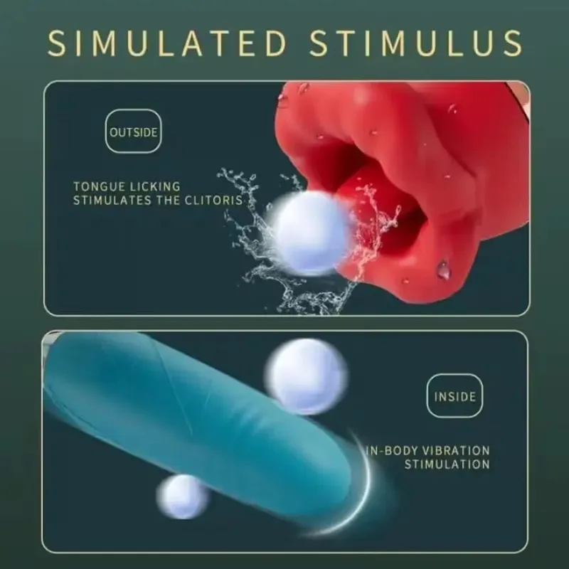 2in1 Clitoral Licking Rotating G Spot Vibrator Clit Tongue Dildo Vaginal Vibrating Stimulator Adult Sex Toys for Women — image 4
