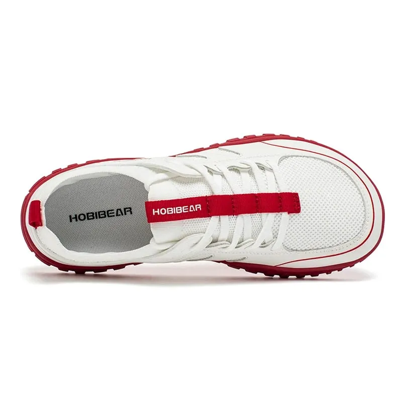 Laufsneaker mit breiter Spitze, Unisex, minimalistisches Mesh, atmungsaktive Schuhe, Kunstleder, Schnürsenkel, Wandersneaker