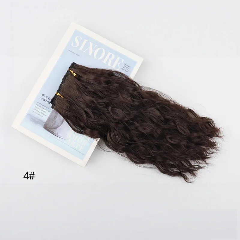 Clip in Hair Extensions 4PCS 14inch Short Curly Wavy Hair Extensions Invisible Lace Weft Soft Synthetic Hairpieces for Women — image 9