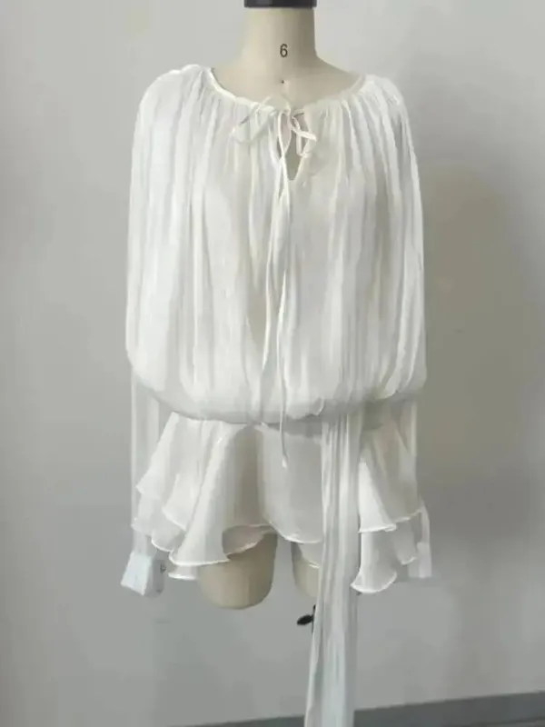 2026 Nuova moda estiva Abbigliamento donna girocollo maniche a lanterna abito corto in raso con pantaloncini sotto due pezzi
