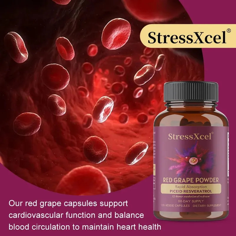 Red Grape Powder + Resveratrol Supplement Antioxidant Supports Heart Joint Brain Immune Health & Anti-Aging Non-GMO