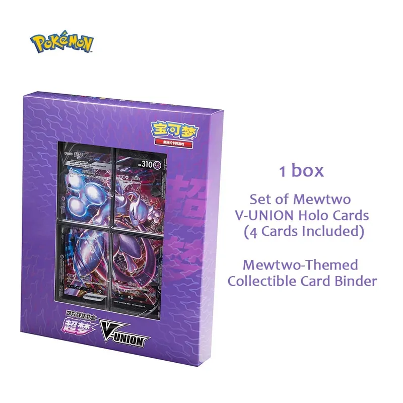 Original Pokémon TCG Card Quartet Coupling V-Union presentförpackning - Pikachu Mew-Two - 100 % autentiska samlarkort