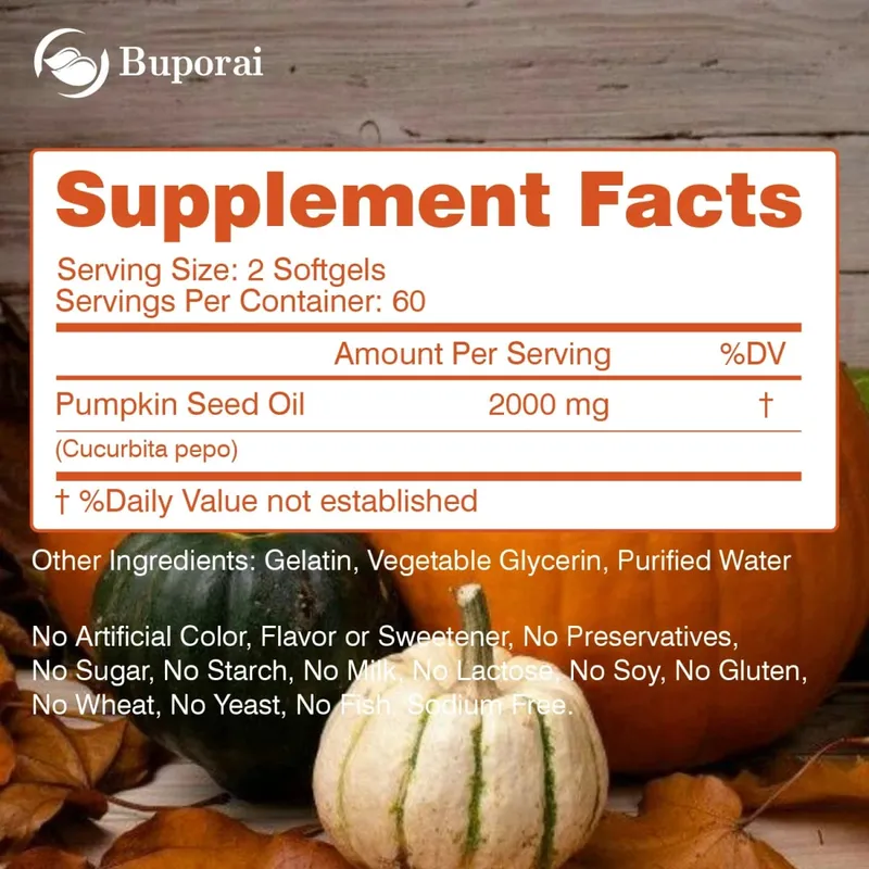 Pumpkin Seed Oil - Promotes Hair Growth Urinary Tract and Prostate Health Cardiovascular Support Supplement