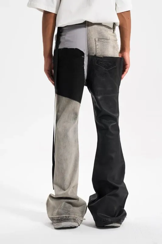 Men's Contrast Color Casual Trendy Simple Basic Slim Flare Denim Trousers Four Seasons New Fashion Male Jeans Pants Streetwear