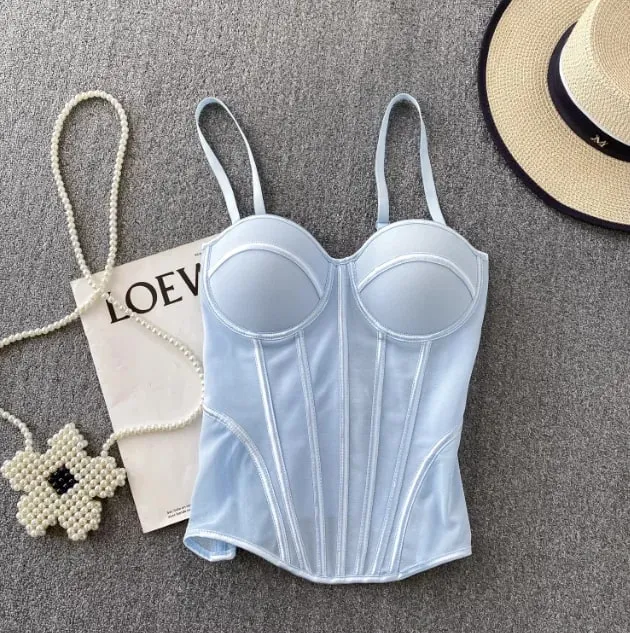2026 Luxury Mesh Corset Camisole Women Strap Solid Lingerie Top Summer High Quality Tummy Control Sheer Party Tank Top — image 8