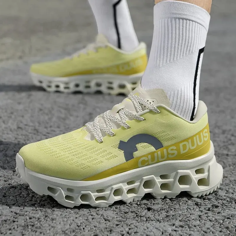 Men's running shoes hollow cushioning thick soled sneakers breathable mesh lightweight non-slip sneakers outdoor fitness shoes