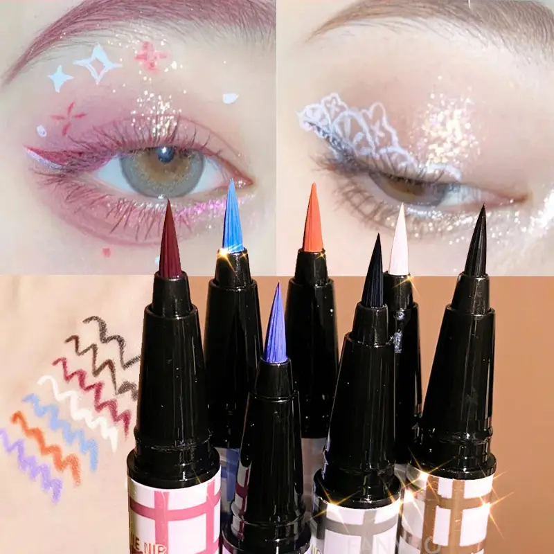 สีสันอายไลเนอร์ดินสอ Matte กันน้ำไม่ Blooming อายไลเนอร์ Long Lasting Liquid Eye Liner ปากกาแต่งหน้าเครื่องสำอาง