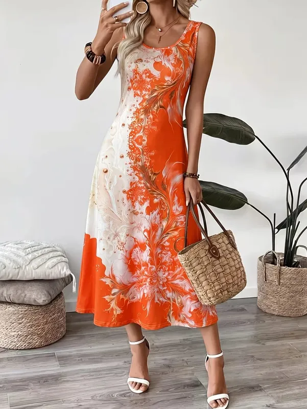 2026 Women's Casual Dresses Luxury Artistic Gradient Print Sleeveless Tank Dress Female Clothing Elegant Beach Dress New — image 5