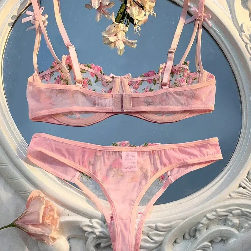 Elegant Lace Bra and Panty Set Lingerie Women Female Nightwear — image 4