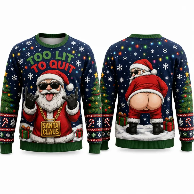 Lets Get Blitzened Reindeer Christmas Sweatshirt 3D Print Crewneck Unisex New Funny Ugly Xmas Party Holiday Jumper Autumn Wear