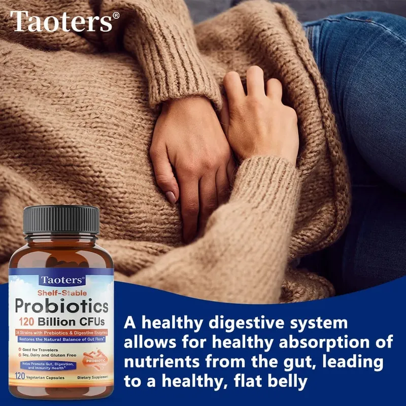 3-in-1 Probiotics Capsules 120 Billion CFUs 34 Strains with Organic Prebiotics & Digestive Enzymes Digestion & Immunity Health
