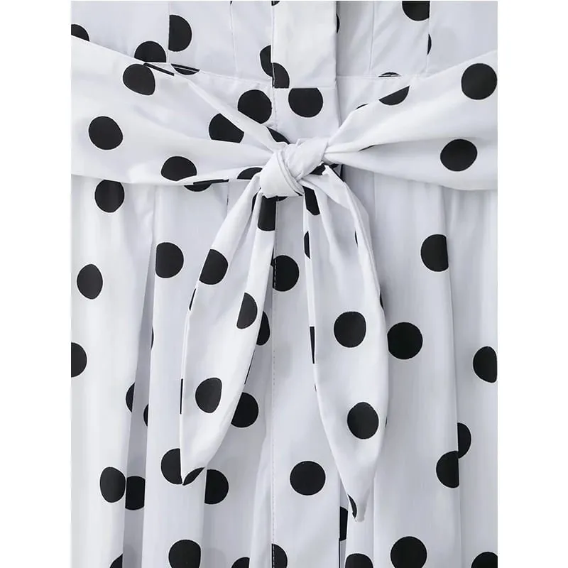 Summer New Dress Women's 2026 New Fashion Polka dot Elegant Slim Belt Women's Holiday Long Dress Street Chic Travel Dresses — image 5