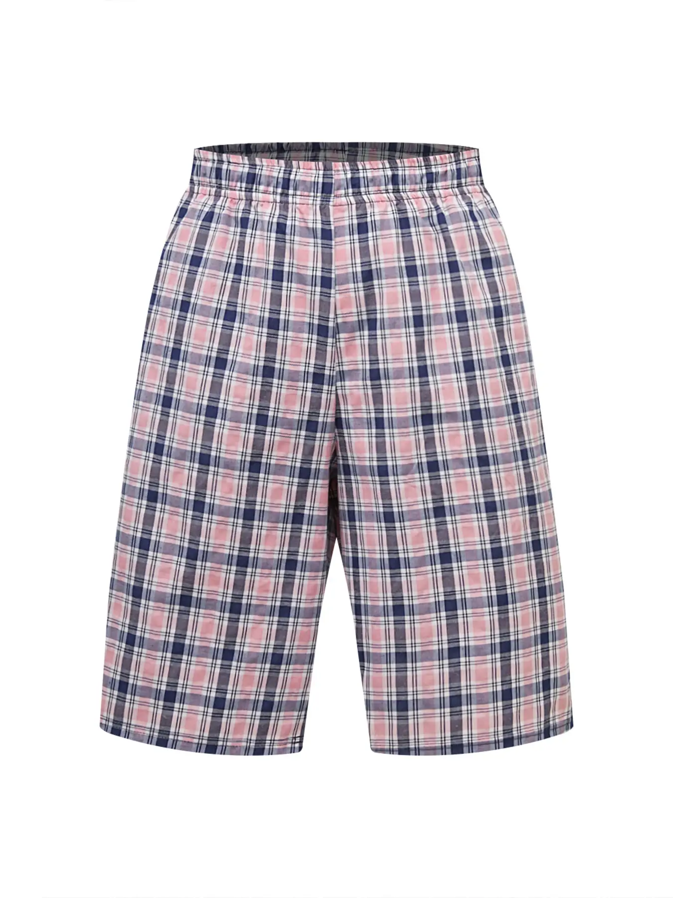 Pantaloni ad angolo piatto da spiaggia lunga da uomo Cintura elastica a quadretti casual Comodo pantalone da boxe per giovani casual per la casa da uomo