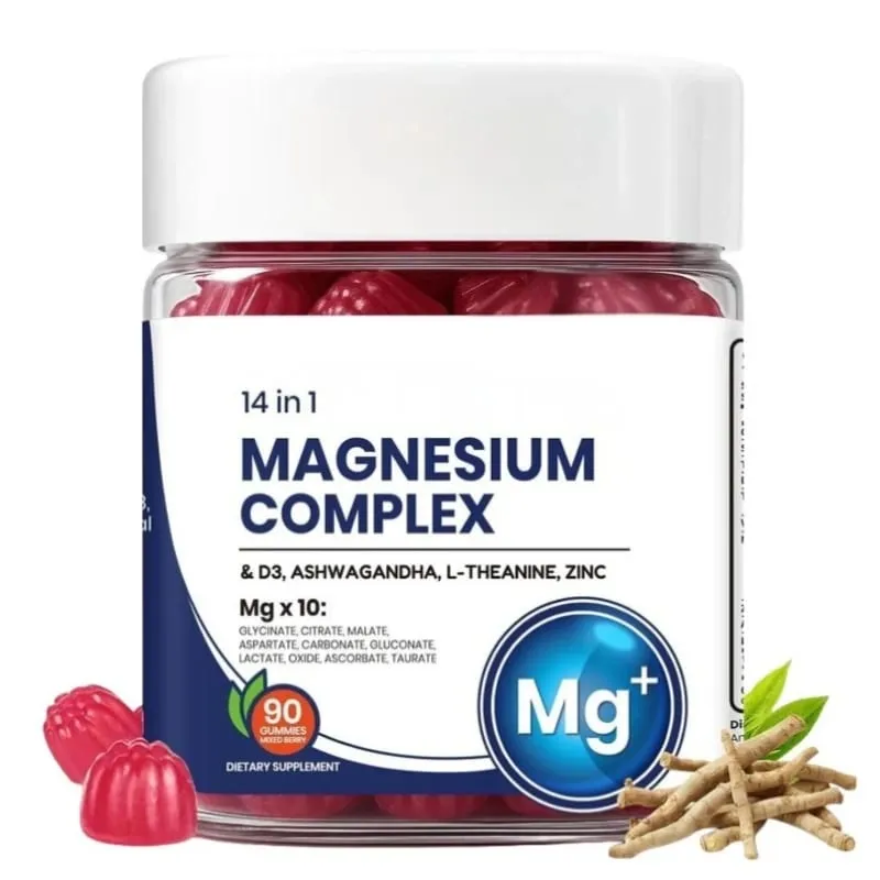 Googeer DeepCalm Magnesium Complex Gummies per il supporto della calma serale con vitamina D3 Zinco Ashwagandha L-teanina 90 caramelle gommose