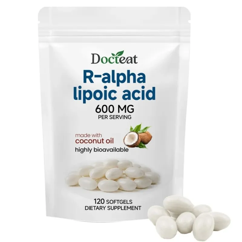 R-Alpha Lipoic Acid Softgels 600 mg Per Serving 120 Count Made with Coconut Oil Convenient Daily Wellness Nutritional Support