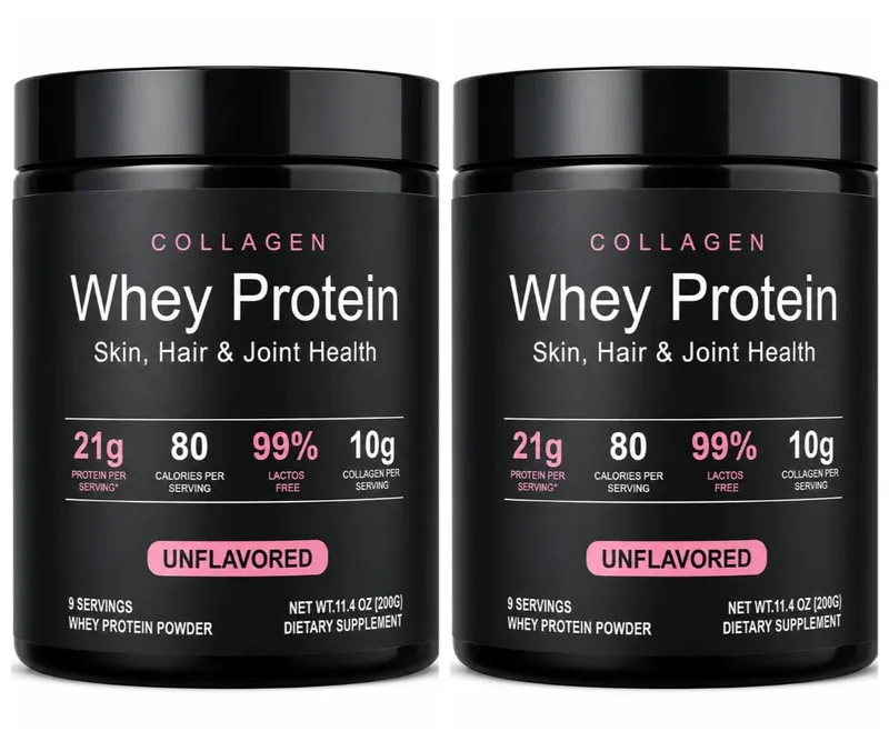 Collagen Whey Protein Powder 21g Protein 10g Collagen Peptides Unflavored 99% Lactose Free Fitness Nutrition Shake 9 Servings — image 8
