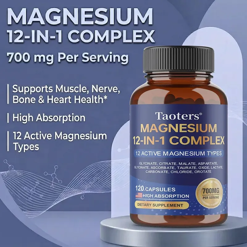 Magnesium 12-in-1 Complex Supplement – 700mg High Absorption Glycinate Citrate Malate & Taurate Blend for Muscle Nerve Sleep — image 2