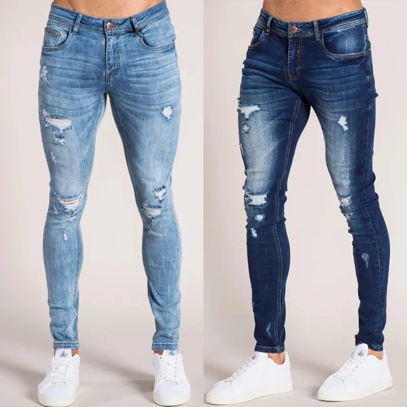 Denim Pant Men Jeans Vintage Pencil Pants High Waist Distressed Washed Hole Sheath Trousers Y2k Streetwear Casual 2026 Spring — image 8